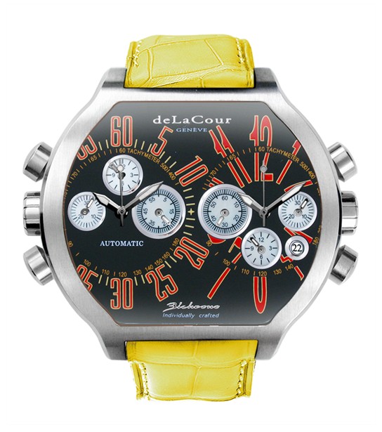 Replica DeLaCour BiChrono S2 Steel Black and Red WAST2129-0982 Replica Watch